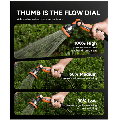 RAINPOINT Spray Nozzles for Garden Hose - 10 Spray Patterns  (2 Packs, Orange)