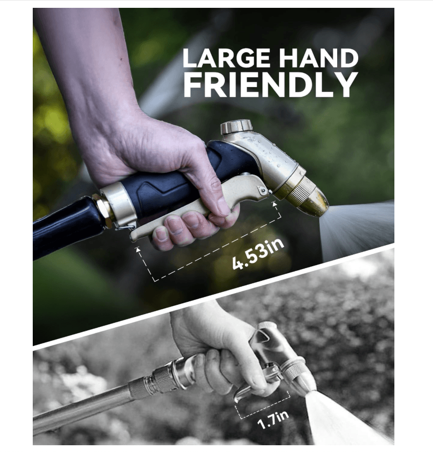 RAINPOINT Garden Hose Nozzle, 100% Heavy Duty Metal Hose Sprayer, Gold 2PCS