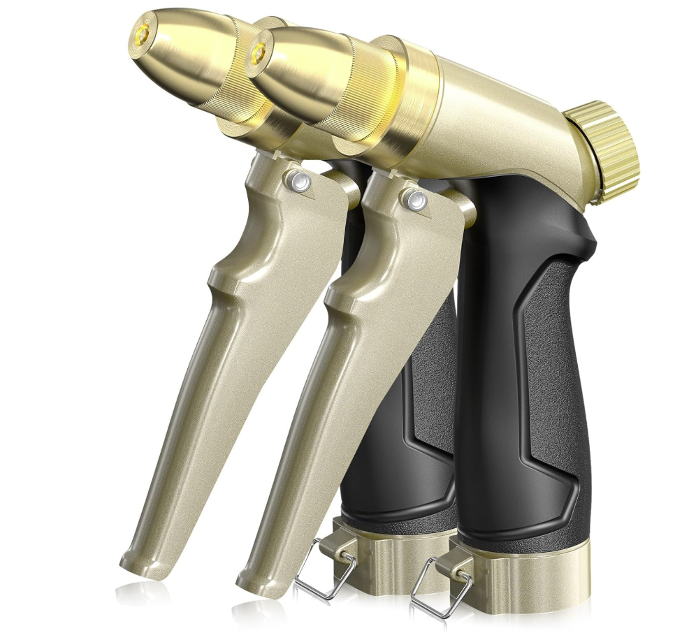 RAINPOINT Garden Hose Nozzle, 100% Heavy Duty Metal Hose Sprayer, Gold 2PCS