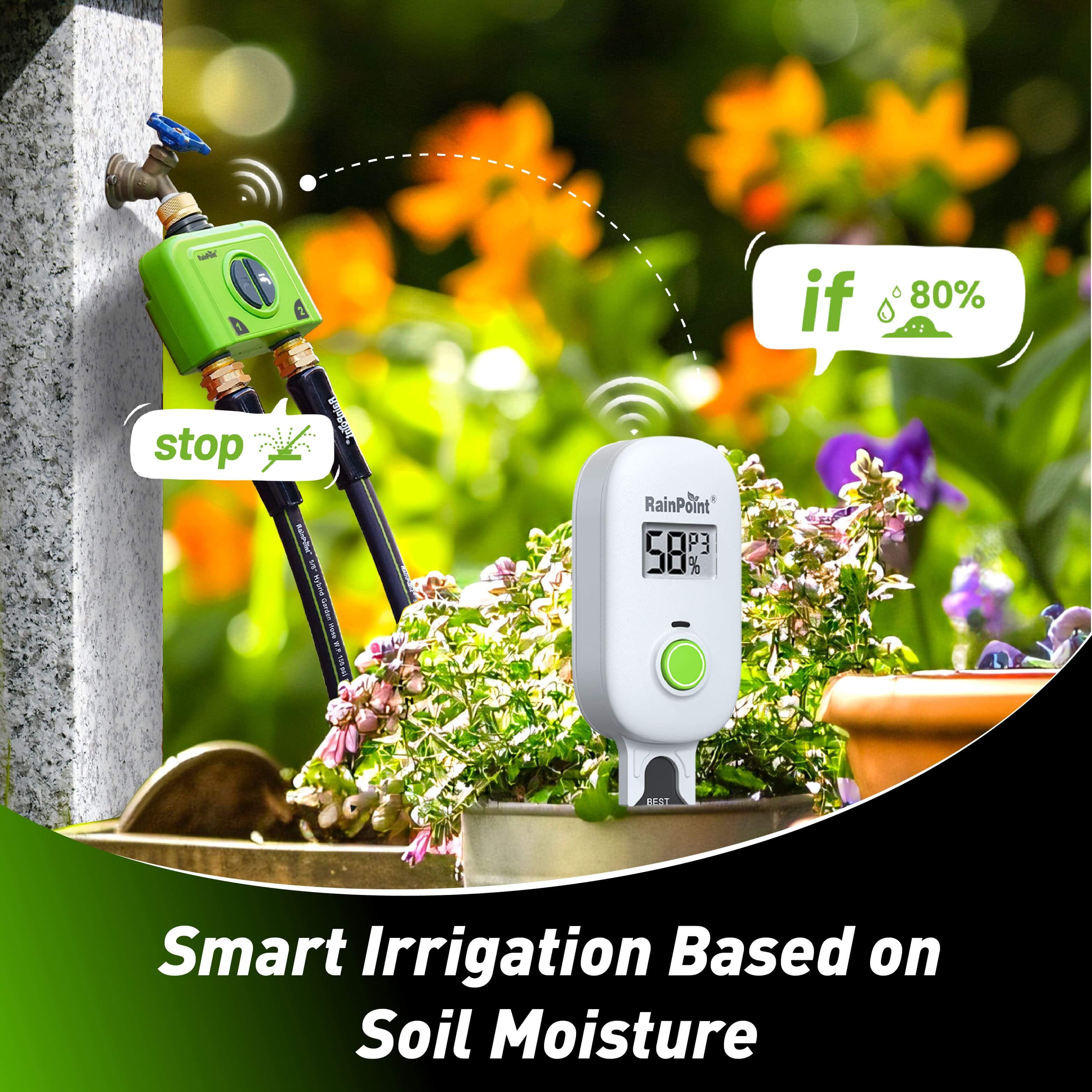 RainPoint Automated Lawn Watering Based on Soil Moisture &amp; Weather