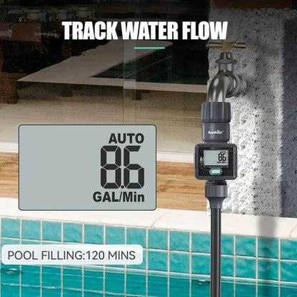 RainPoint Digital Hose Flow Meter for Garden Watering, Lawn Sprinkler, RV, Swimming Pool