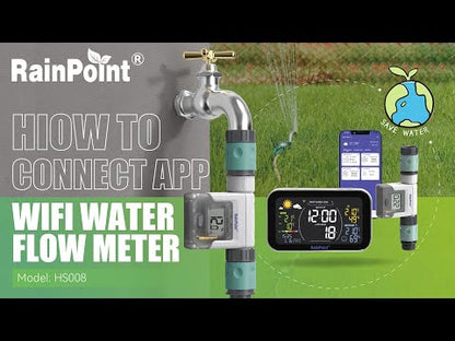 RainPoint Smart + Water Flow Meter Model No: HCS008- Water Flow Meter Only, Must be Used with HIS019 WiFi Hub, 2.4Ghz WiFi Only