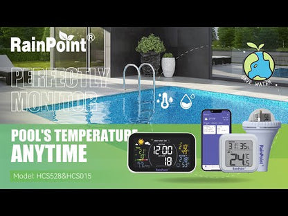 RainPoint Smart + Pool Thermometer Model No: HCS528+HCS015- Pool  Thermometer Only, Must be Used with HIS019 WiFi Hub, 2.4Ghz WiFi Only