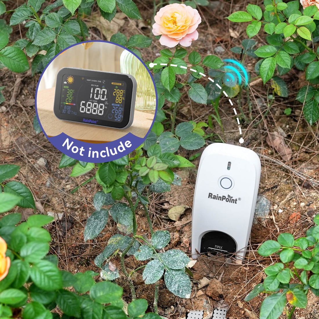 RainPoint Smart + Soil&amp; Moisture Sensor Model No: HCS021- Soil Sensor Only, Must be Used with HIS019 WiFi Hub, 2.4Ghz WiFi Only