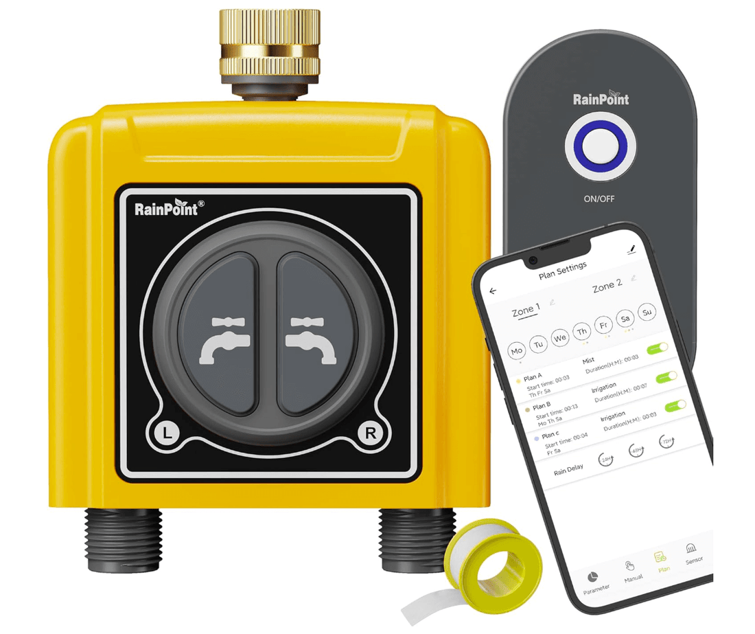 RainPoint Sprinkler Timer WiFi Water Timer with Brass Inlet, APP &amp; Voice Control