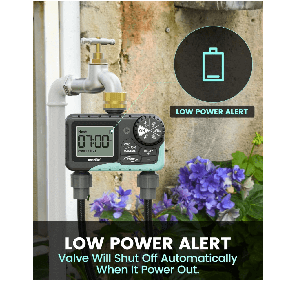 RainPoint Water Timer for Garden Hose - Sprinkler Timer with Brass Swivel, 2 Outlet