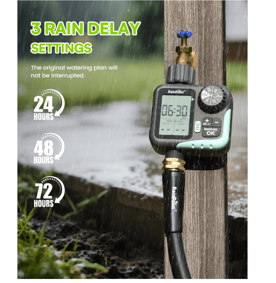 automatic timer for watering plants RAINPOINT Cycle & Soak Water Timer for Garden Hose