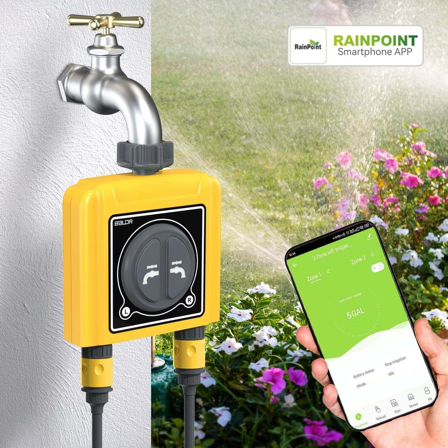 2 Outlets Smart Hose Timer,Automatic Irrigation System Controller