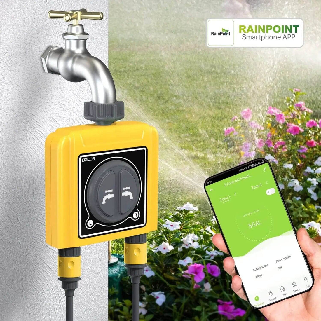 RAINPOINT Medidor de flujo de agua WiFi, medidor de agua inteligente con 4  modos de flujo, medición de consumo de agua GPM, medidor de flujo para